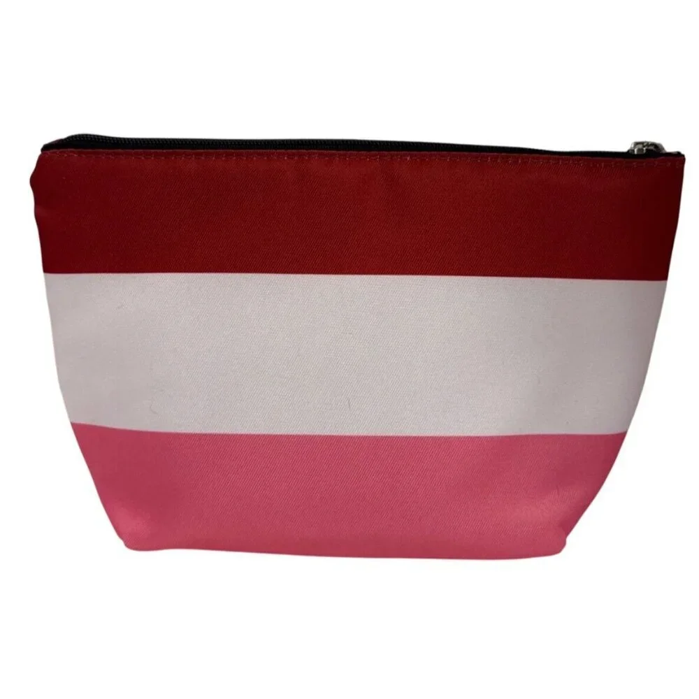 Clinique X Kate Spade Hello Gorgeous Cosmetic Bag Stripe Make Up Travel New